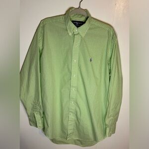 Polo Ralph Lauren Blake Green/White Checked Dress Shirt Size Medium